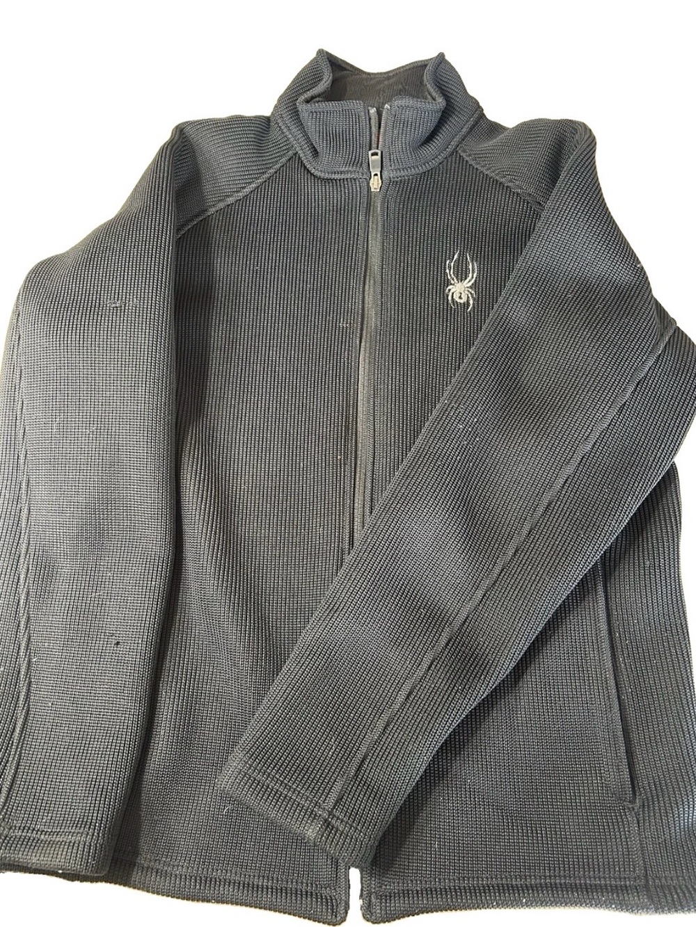 Black Spyder Full Zip Fleece Jacket Size Large Men’s Long Sleeve With Pockets
